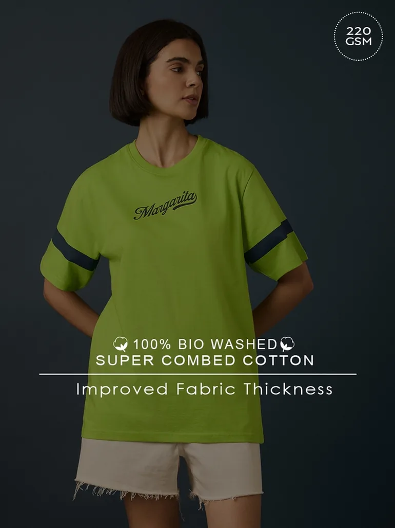 Green Short Sleeve Printed Oversized T-Shirt - 5