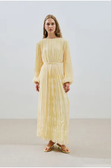 PLEATED CHIFFON DRESS