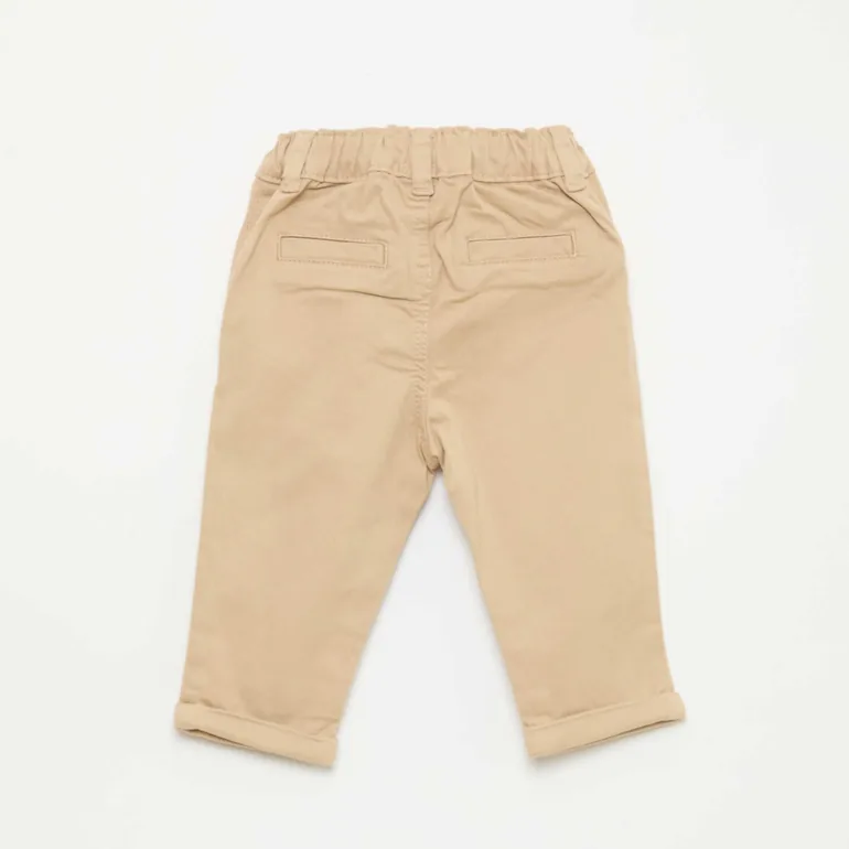 Stretch Cotton Straight Leg Chinos BEIGE - 1