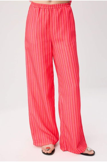 Pink-Multicolor Striped Blouse Trousers Woven Bottom&Top Bottom - Top Set product thumbnail 3