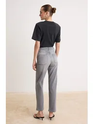 Gray High Waist Az Stretchy Straight Straight Cut Jeans - 3
