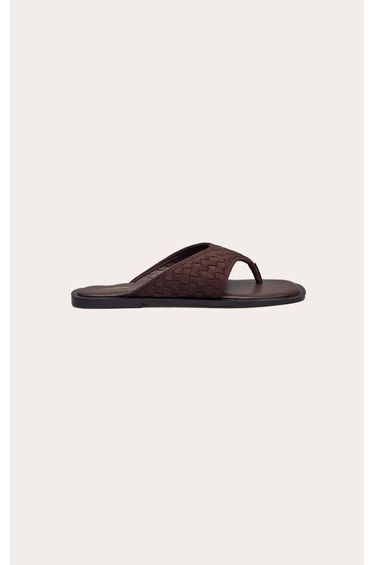 Chocolate Faux Suede High Vamp Toe Thong Sandals product thumbnail 2