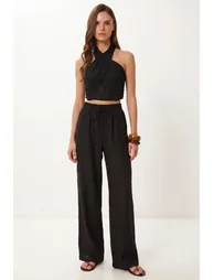 ISTANBUL Halter Blouse And Wide-Leg Trousers Set - 1