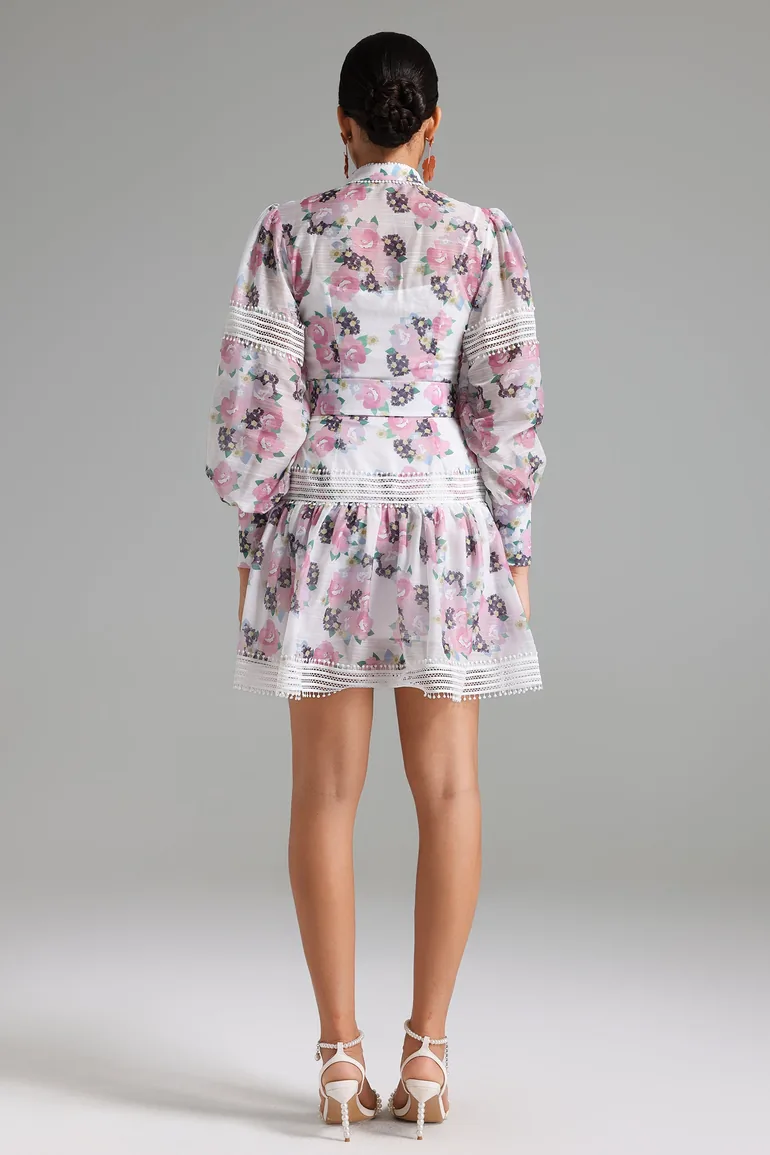 Myrna Lace Decorated Printed Dress - 2