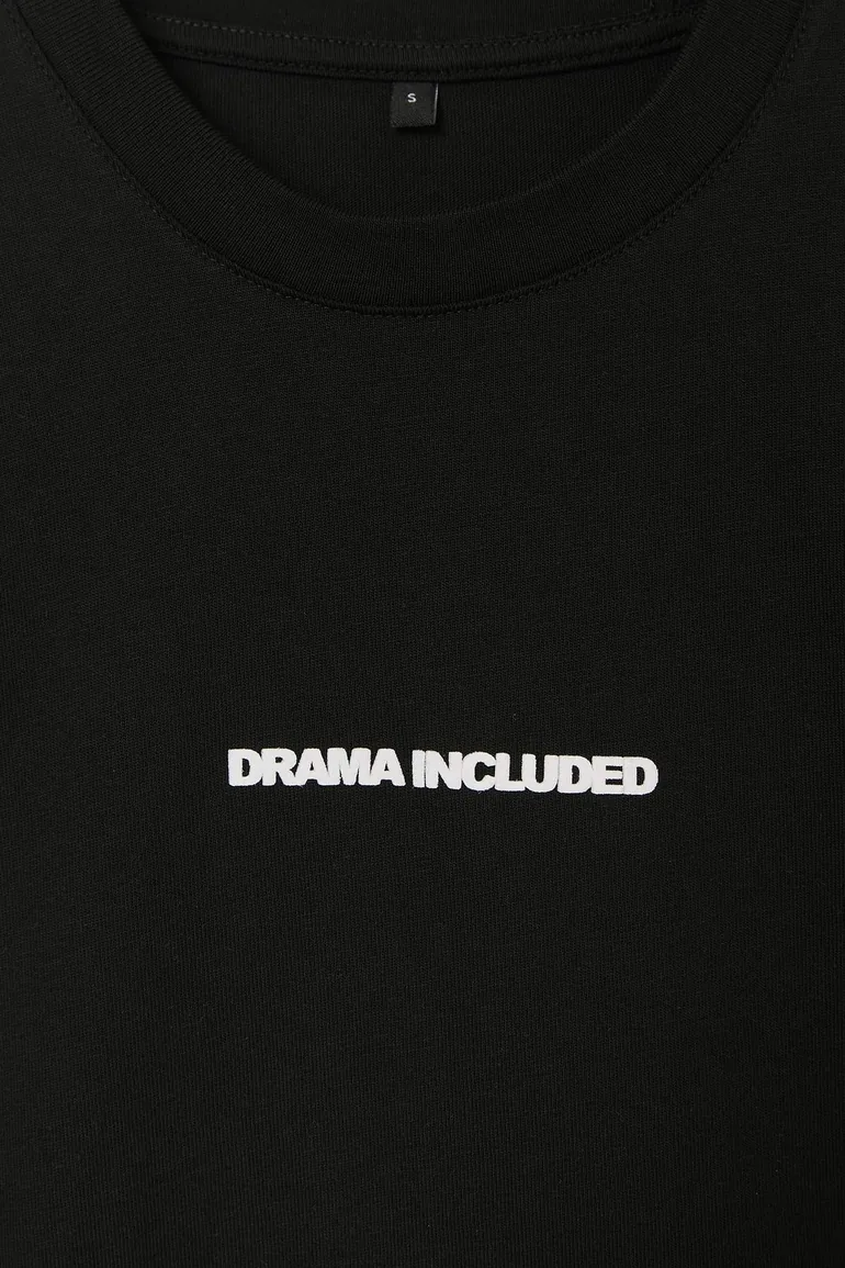 Black Oversize/Wide Fit Slogan Printed Tok Fabric T-Shirt - 3