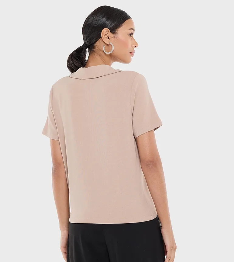 BCBG BASIC POLO WITHOUT BUTTON WITH METAL TAB - 2