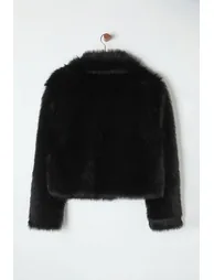 Black Regular Fur Jacket - 4