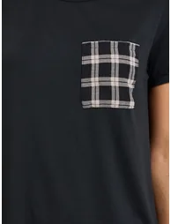 Black Checked Pocket T-Shirt and Pyjama Set - 2
