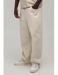 Floral Embroidered Balloon Fit Jeans - ecru - 1