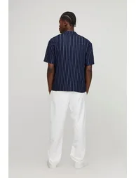 Oversized Revere Embroidered Stripe Short Sleeve Shirt - 1