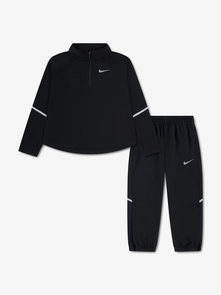 Nike Boys Dri-Fit Half Zip Top and Pants Set in Black