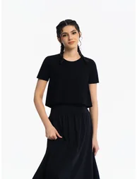 Active Cropped Top - JET BLACK - 3