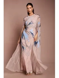 Embellished Petals Cape Maxi Dress