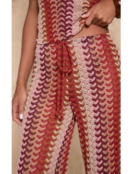 Multi Textured Wide Leg Drawstring Trousers - 3