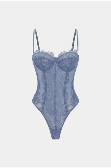 Mesh Sheer Patchwork Bustier Corset Slip Sleeveless Bodysuit