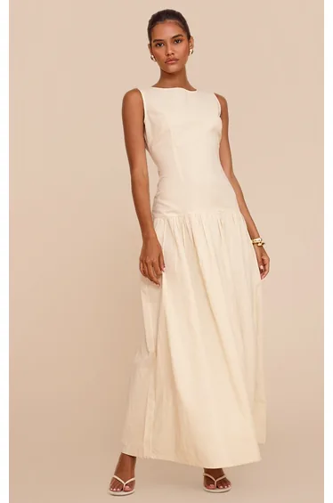 Butter Yellow Drop Waist Maxi Dress