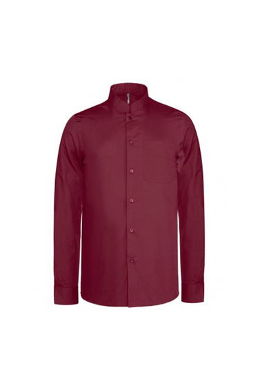 Kariban Mens Long Sleeve Mandarin Collar Shirt - Wine