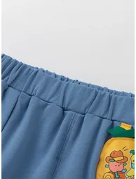 Unisex Solid Color Shorts With Padded Details And Embroidery - 5