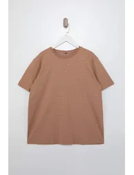 Brown Stone Knitted Oversized Tshirt - 1