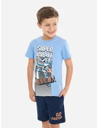 Boys Robot Graphic T-Shirt and Shorts Set - 1