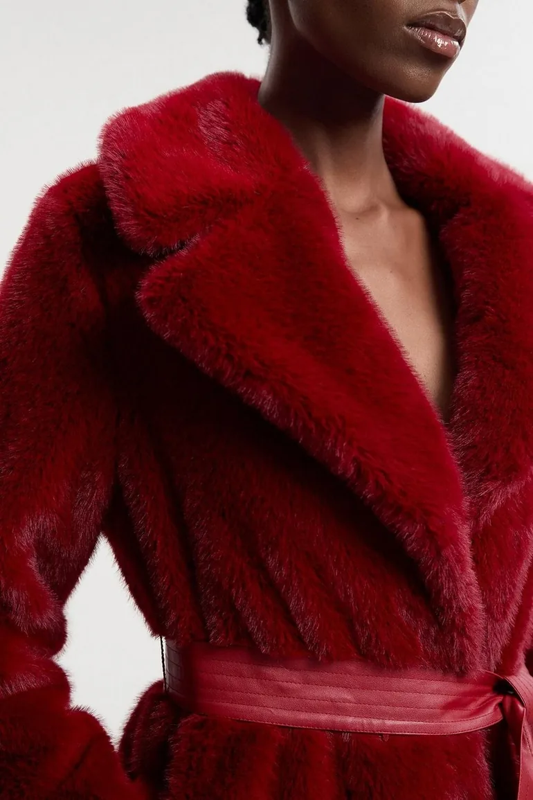 Faux Fur Longline Coat - 2