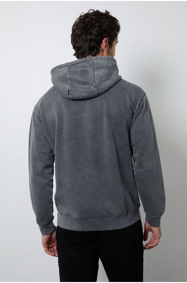 Dark Grey Garment Dyed Overhead Hoodie product thumbnail 3
