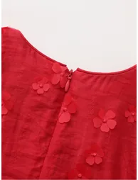 Girls' Sleeveless Dress with 3D Floral - 3