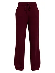 Burgundy Drawstring Wide Leg Knitted Trousers - 4