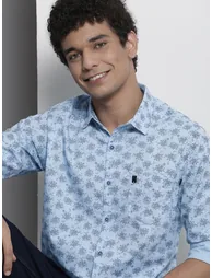 Men Blue Regular Fit Abstract Print Shirt - 2