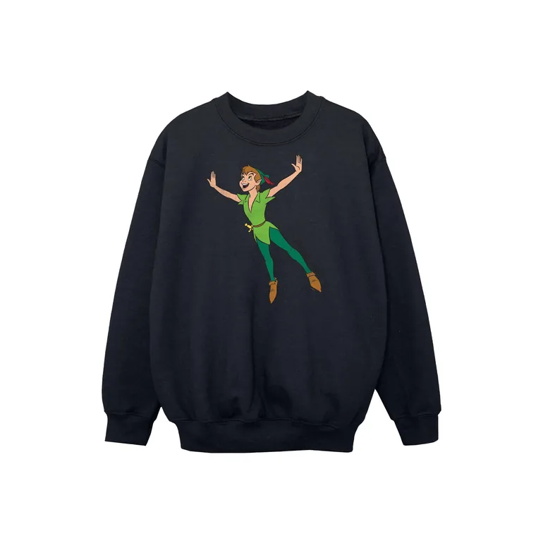 Peter Pan Girls Classic Flying Cotton Sweatshirt - Black - 1