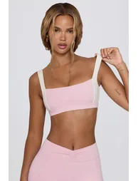 Contrast Sports Bra in Pale Pink Marl