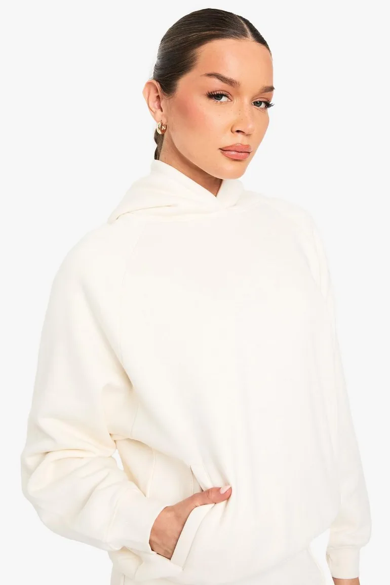 Raglan Seam Oversized Hoodie - ecru - 3