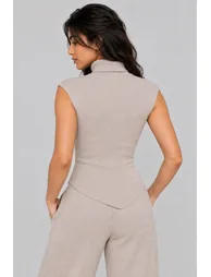 Sleeveless Turtleneck Knit Top - 2