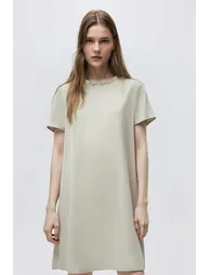 Tweed Style Short Sleeve Dress - 2