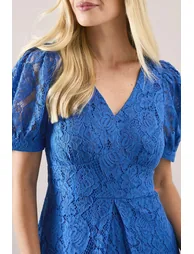 Petite Lace V Neck Tea Midi Dress - 3
