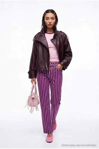 Multi-Colored Striped Regular Waist Straight Jeans
