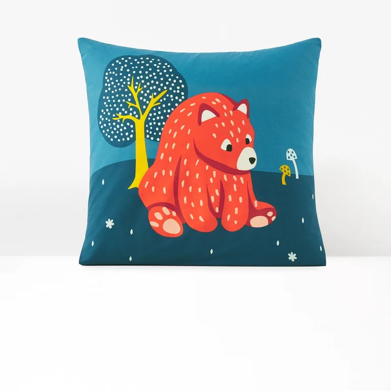 Orsi Bear Print Cotton Pillowcase