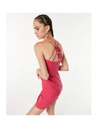 Pink Petite Halter Neck Column Mini Dress - 2