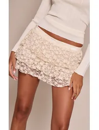 Cream Lace Rara Mini Skirt - 2
