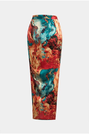 Satin Floral Print Tie Front Skirt product thumbnail 2