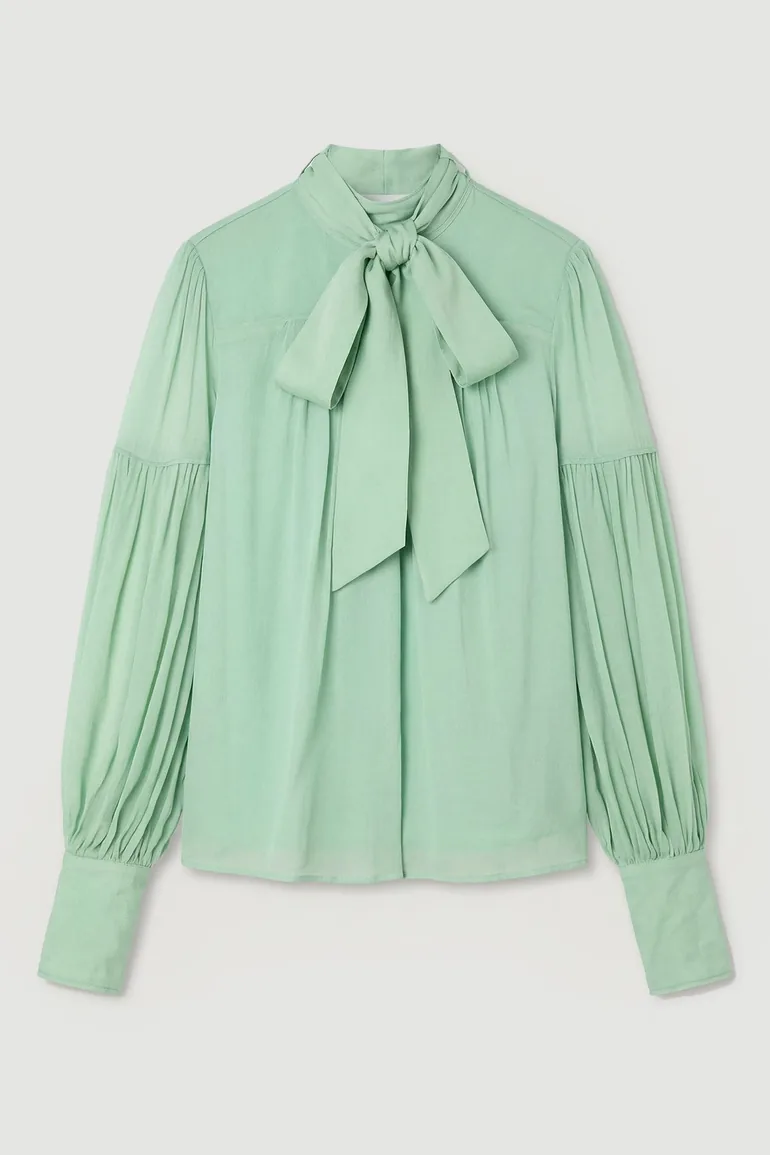 Viscose Georgette Balloon Sleeve Woven Blouse - 3