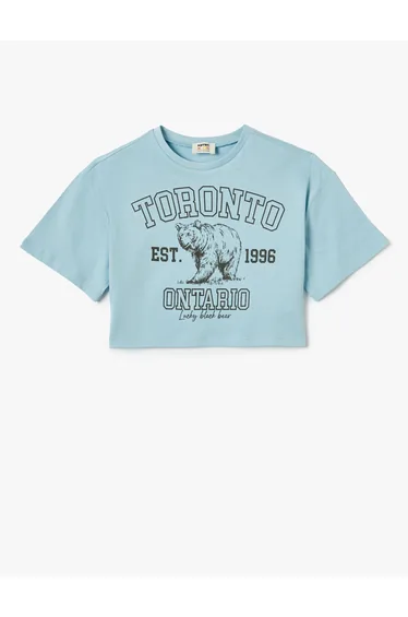 Crew Neck Printed Crop T-Shirt