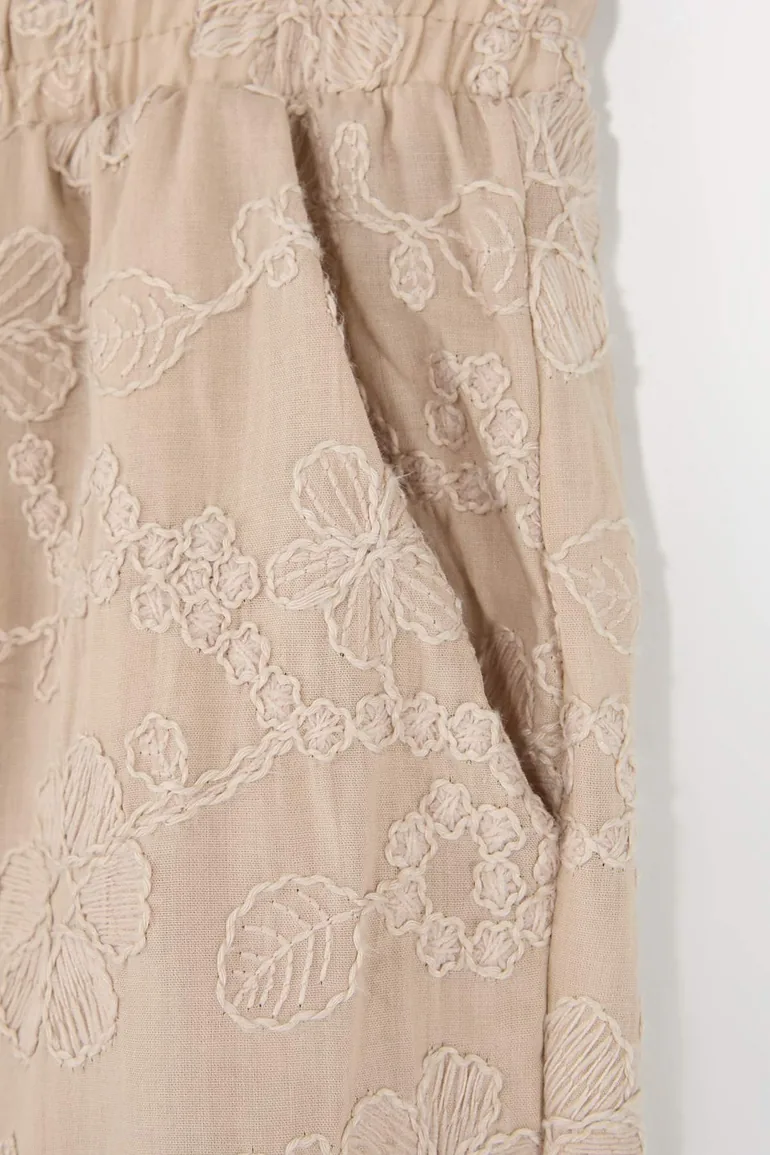 Mink Floral Embroidered Plus Size Beach Pants - 2