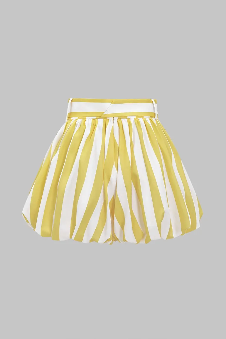 Contrast Stripe Print Ruched Shorts - 7