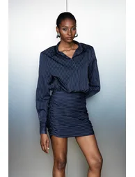 Catrine Stripe Ruch Mini Dress - 1