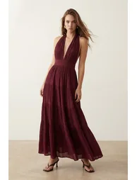Burgundy Maxi Woven Dress