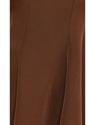 Brown Crepe Midi Dress - 3