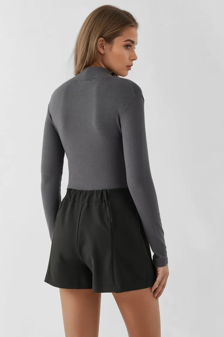 High Waist Mini Skorts with Double Slits - 3