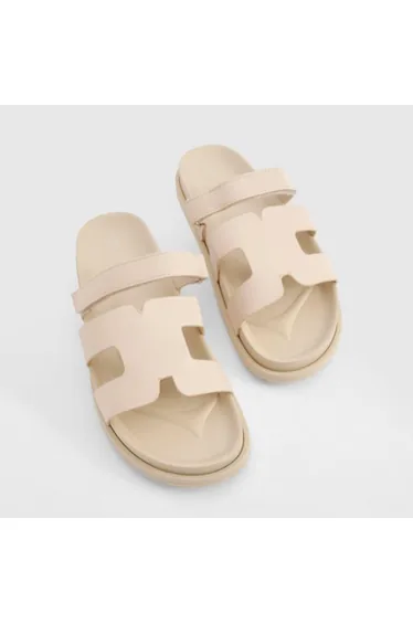 Women's Wheres That From Cut Out Detail Sliders in Cream