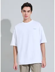 Men Oversize Front Graphic Print Terry T-shirt